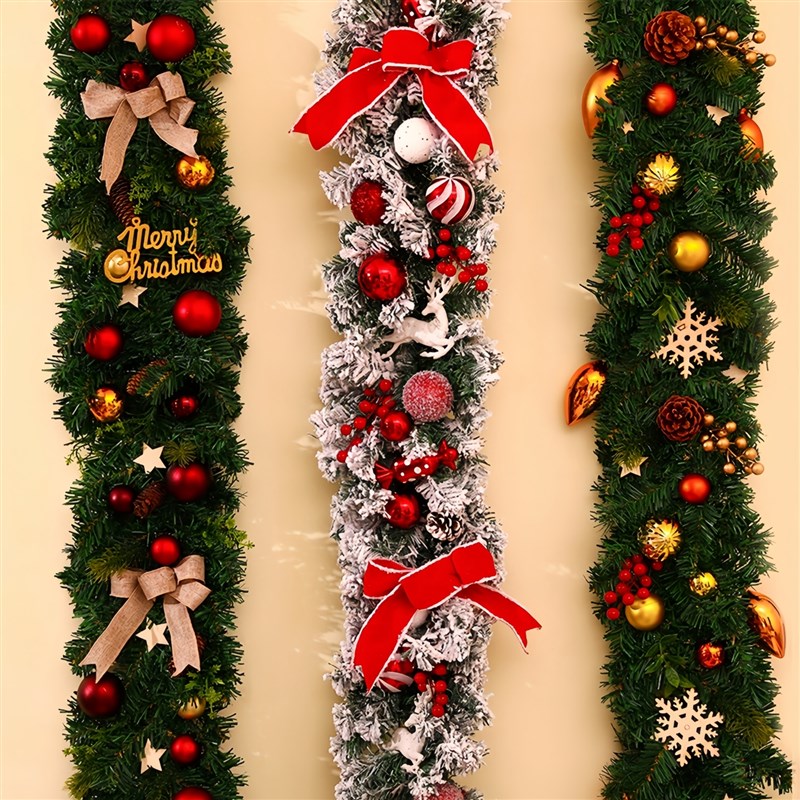 圣诞藤条圣诞节氛围场景布置店铺装扮橱窗小挂件楼梯扶手挂饰加密