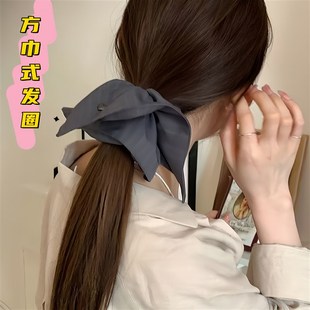 发圈方巾式韩系灰色大肠圈发饰高级感时尚气质女发绳超大头绳饰品