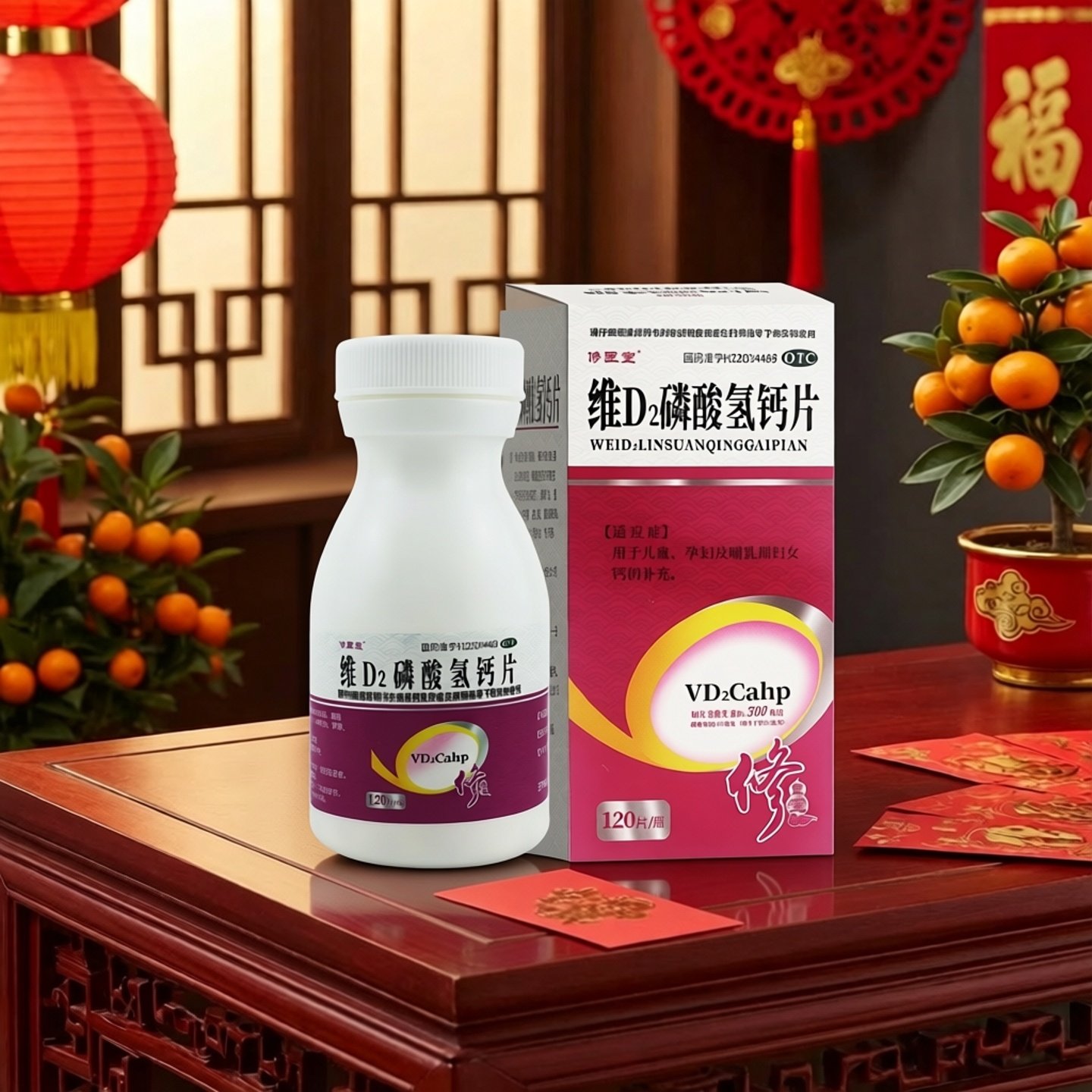 【包邮】修匠堂 维D2磷酸氢钙片120片 儿童钙片孕妇及哺乳期补钙