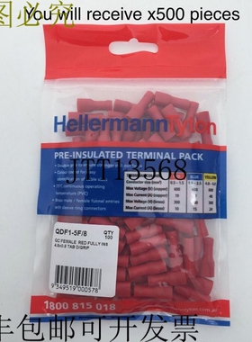 Hellermann Tyton QDF1-5F/8 端子完全预绝缘 D/Grip 4.8x0.8 接
