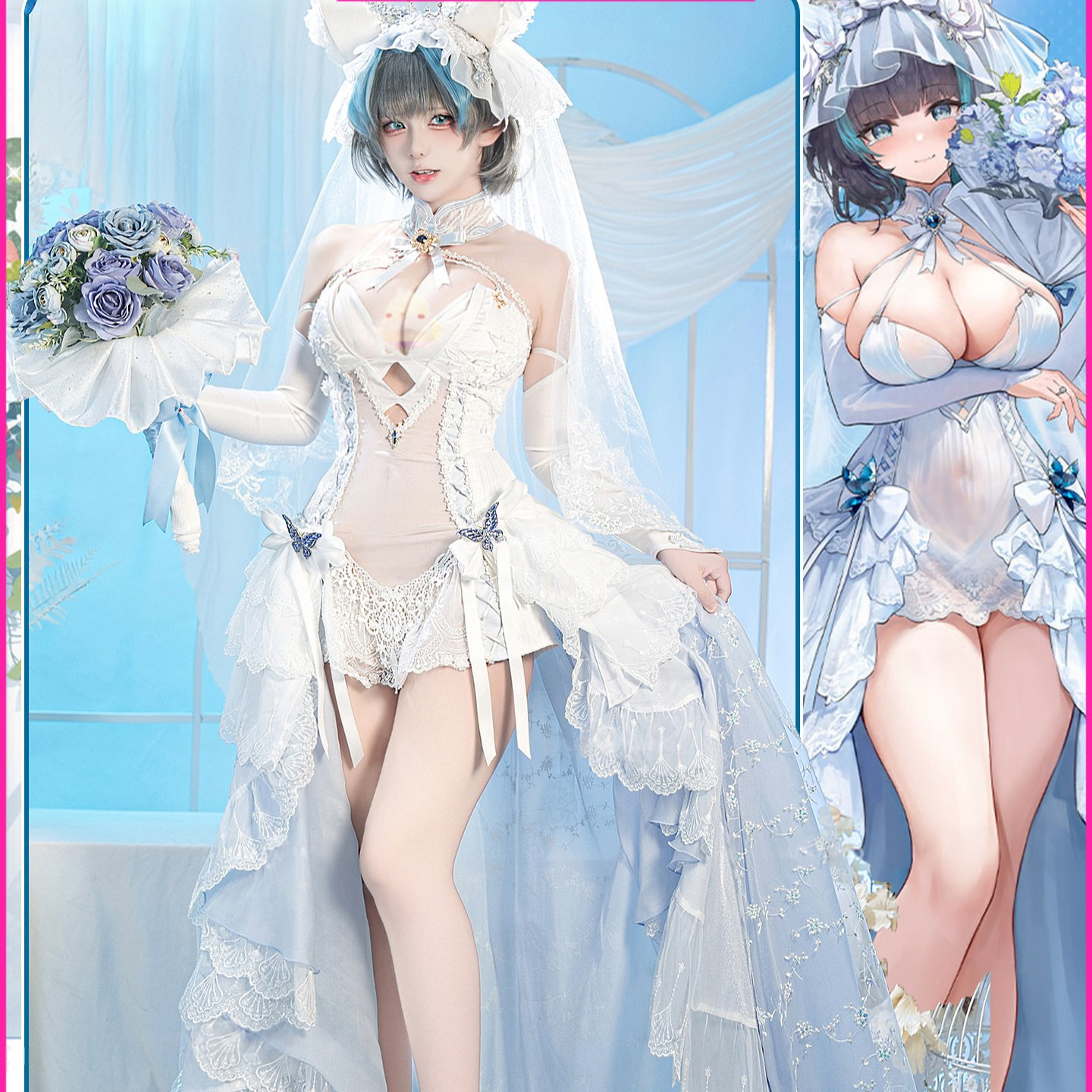 碧蓝航线cos服柴郡誓约花嫁婚纱