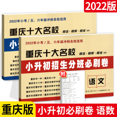 重庆十大名校小升初招生分班必刷卷语文数学精选真题模拟试卷必刷题小学毕业升学真题详解总复习资料五六年级冲刺名校小升初2023