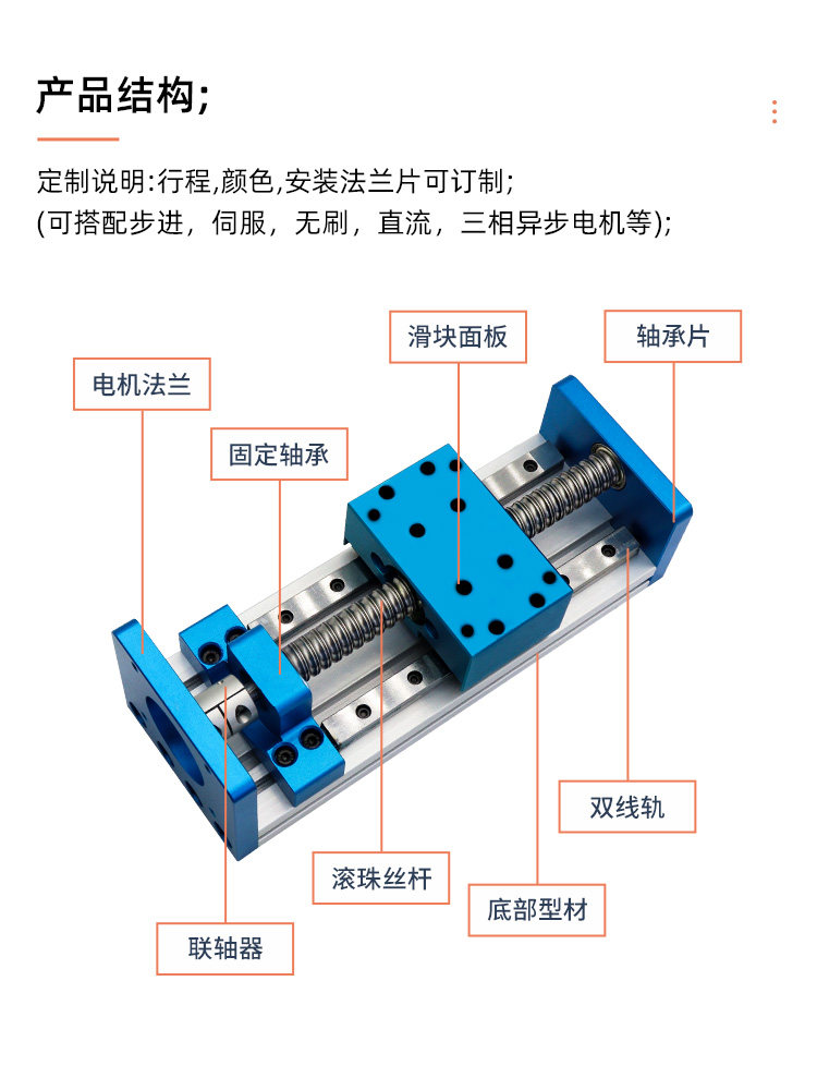 H80B 선형 모듈 슬라이드 볼 스크류 이중 선형 레일에는 스테퍼 서보 모터 유닛 크로스 갠트리 캔틸레버를 장착할 수 있습니다