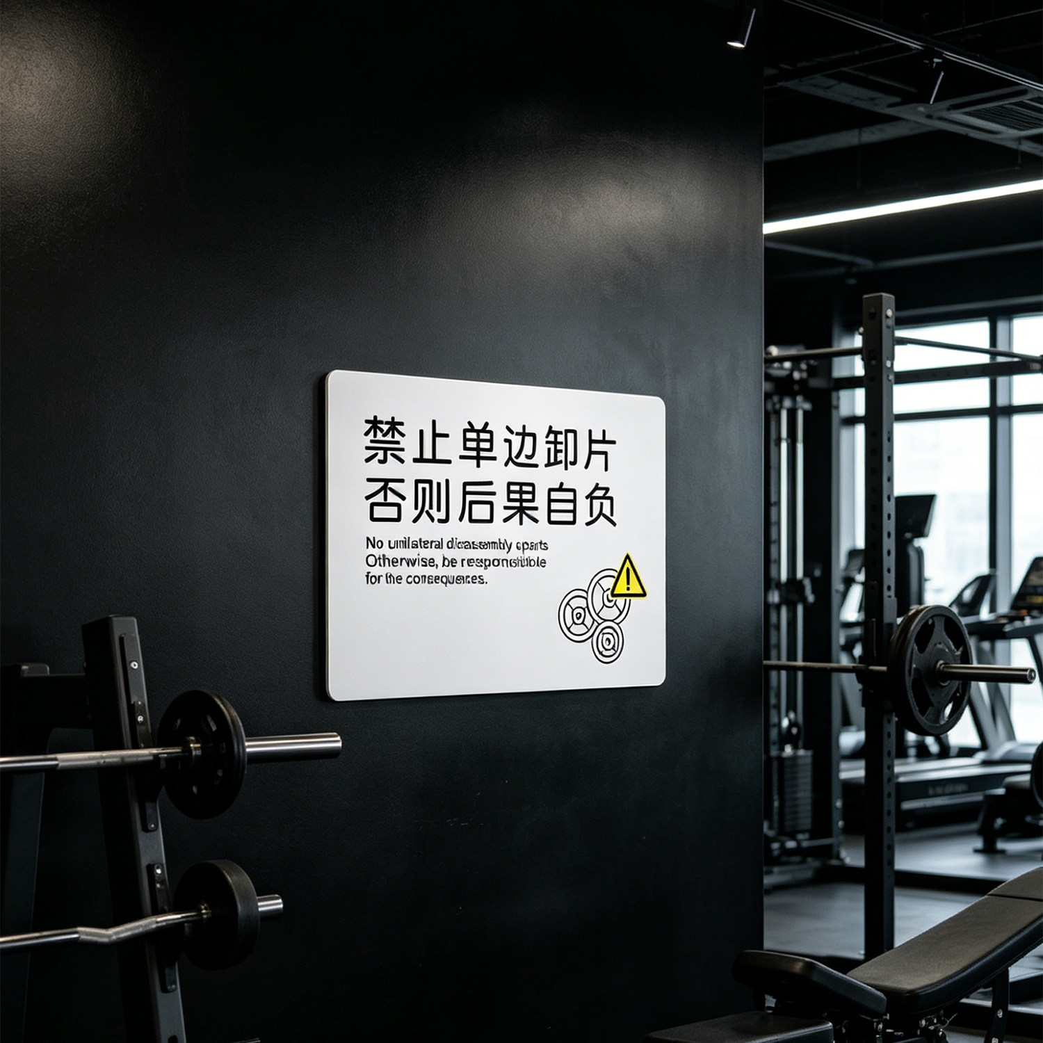 禁止单边卸片注意安全健身房运动馆提示墙贴禁止赤膊锻炼健身器材轻拿轻放温馨提示亚克力定制室内文明健身