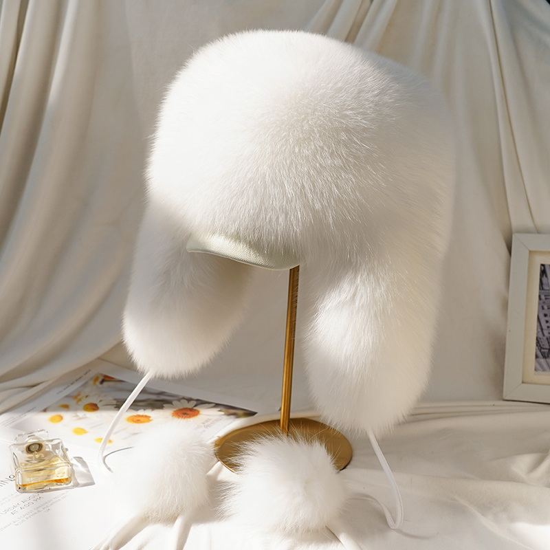 正宗芬兰进口狐狸毛雷锋帽男中老年加厚貉子毛东北全毛皮草帽檐款