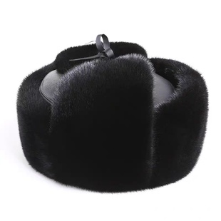 正宗美国进口水貂毛帽子男整貂皮草雷锋帽中老年保暖棉帽老头帽厚