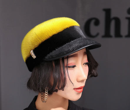正宗加拿大进口海豹皮毛帽子女水貂皮草鸭舌帽时尚礼帽韩版棒球帽