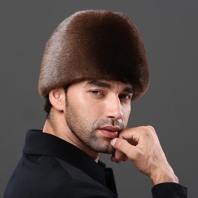 正宗加拿大进口水獭帽子男户外整皮真毛护耳加厚保暖绅士帽皮草帽