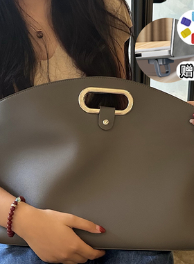 深灰色轻奢商务办公笔记本电脑平板手提包苹果macbookpro13高级感联想matebook14英寸大容量收纳袋华为16小米