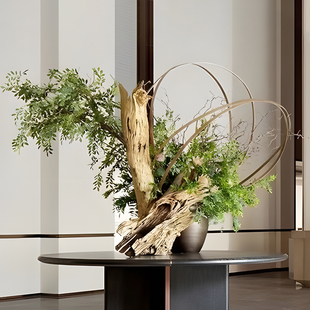 酒店大堂装饰室内仿真绿植新中式桌面大型花艺仿真花玄关景观摆件