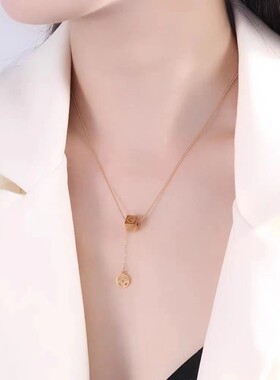 轻奢小方糖流苏锁骨链890