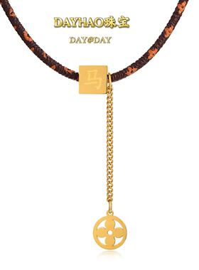 高级感十二生肖皮绳方糖项链5670