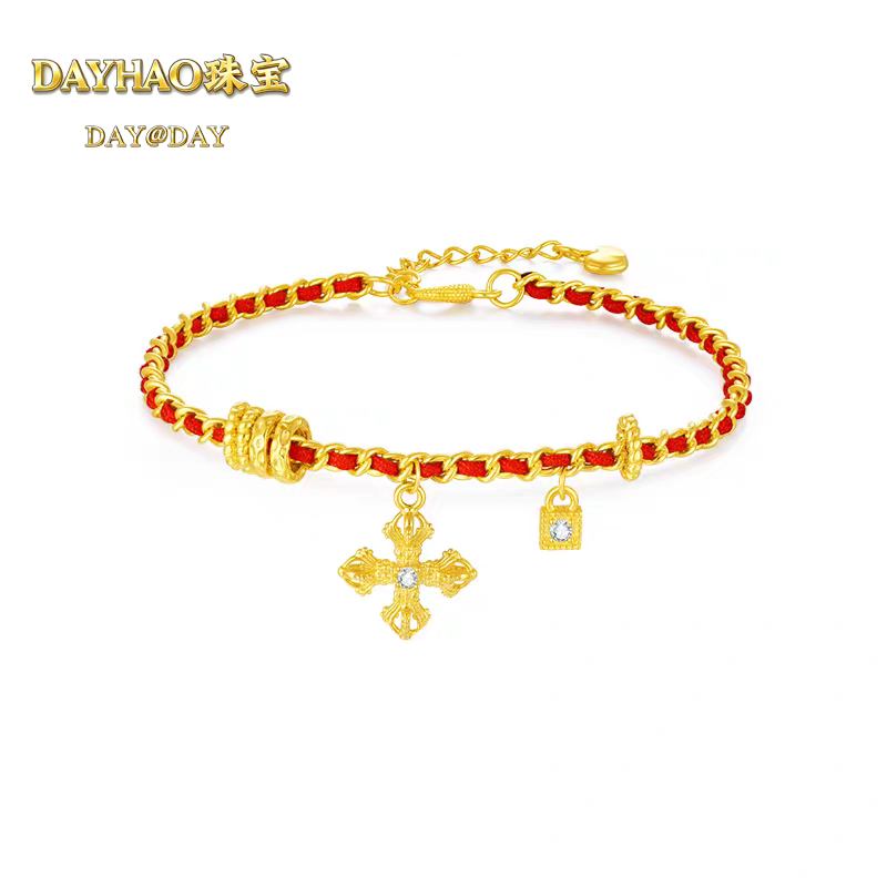 盘缠十字架编织红绳手链编绳红色精致百搭金色手绳808,饰品/流行首饰/时尚饰品新,手链,淘宝优惠券,粉丝福利购,淘宝优惠卷