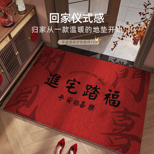 红色入户门地垫丝圈耐脏免洗脚垫