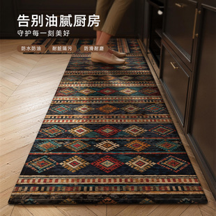 中古民族风厨房地垫吸水吸油长条专用脚垫耐脏防滑加厚地毯可定制