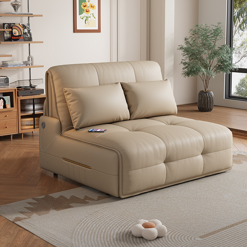 智能电动沙发床真皮可折叠一体两用小户型单双人客厅阳台2025新款