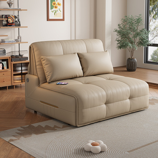 智能电动沙发床真皮可折叠一体两用小户型单双人客厅阳台2025新款
