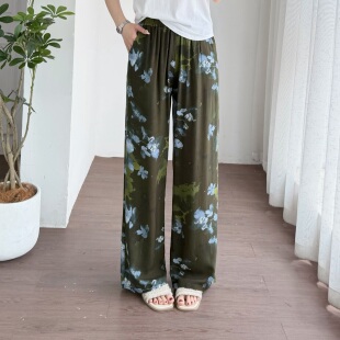 棉绸阔腿裤女款夏季宽松大码显瘦人造棉直筒裤休闲裤家居裤可外穿