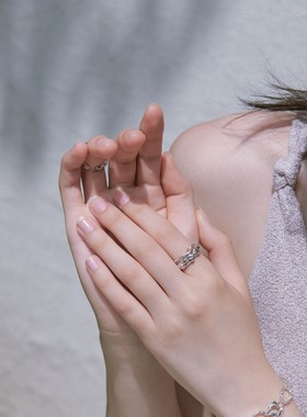 LUCA复古金属风925银小众时尚不规则开口戒指高级个性百搭女指环