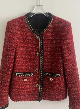 【匡琪琪专享】秋季新款红色小香风气质短款外套10110T332W0047