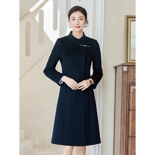 2024冬季职业毛呢大衣女珠宝店前台物业售楼处案场置业顾问工作服