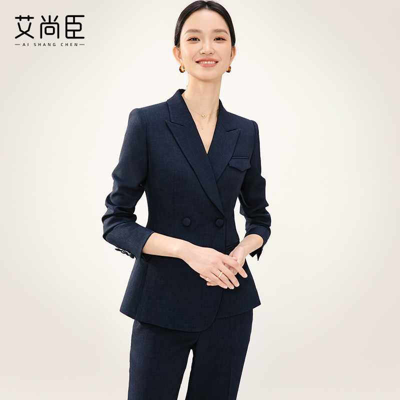 藏青色西装套装女高级感气质女神范修身显瘦售楼部酒店前台工作服