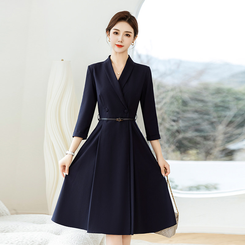 职业通勤西装连衣裙女高级感气质女神范正装春装大摆裙小香风