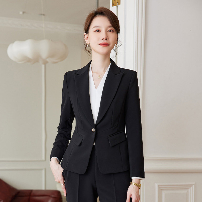 诗璐雅西装外套女简约干练一粒扣小个子西服职业装春秋新款工作服