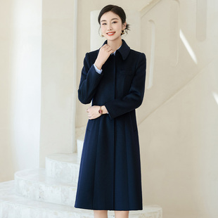 工装毛呢大衣女中长款羽绒内胆售楼部物业职业呢子外套工作服团购