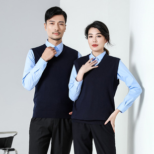 职业装100%羊毛衫马甲短款新款工作服商务银行售楼部行政工作服