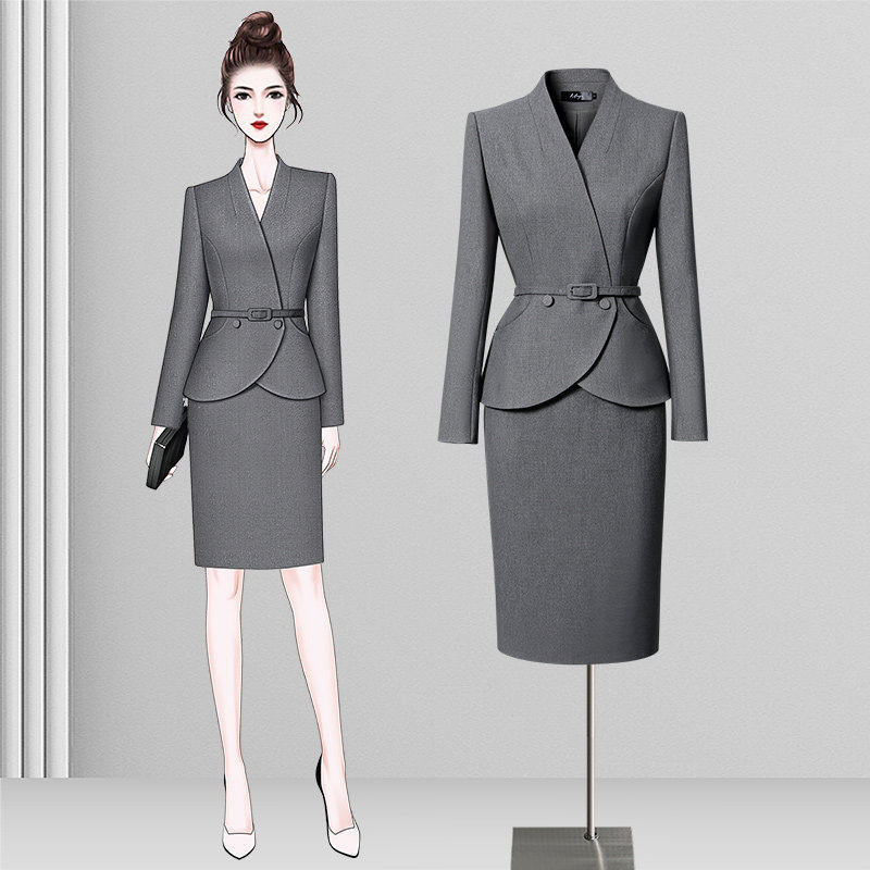 收腰西装套装女春秋2026新款正式场合职业套裙置业顾问会务工作服