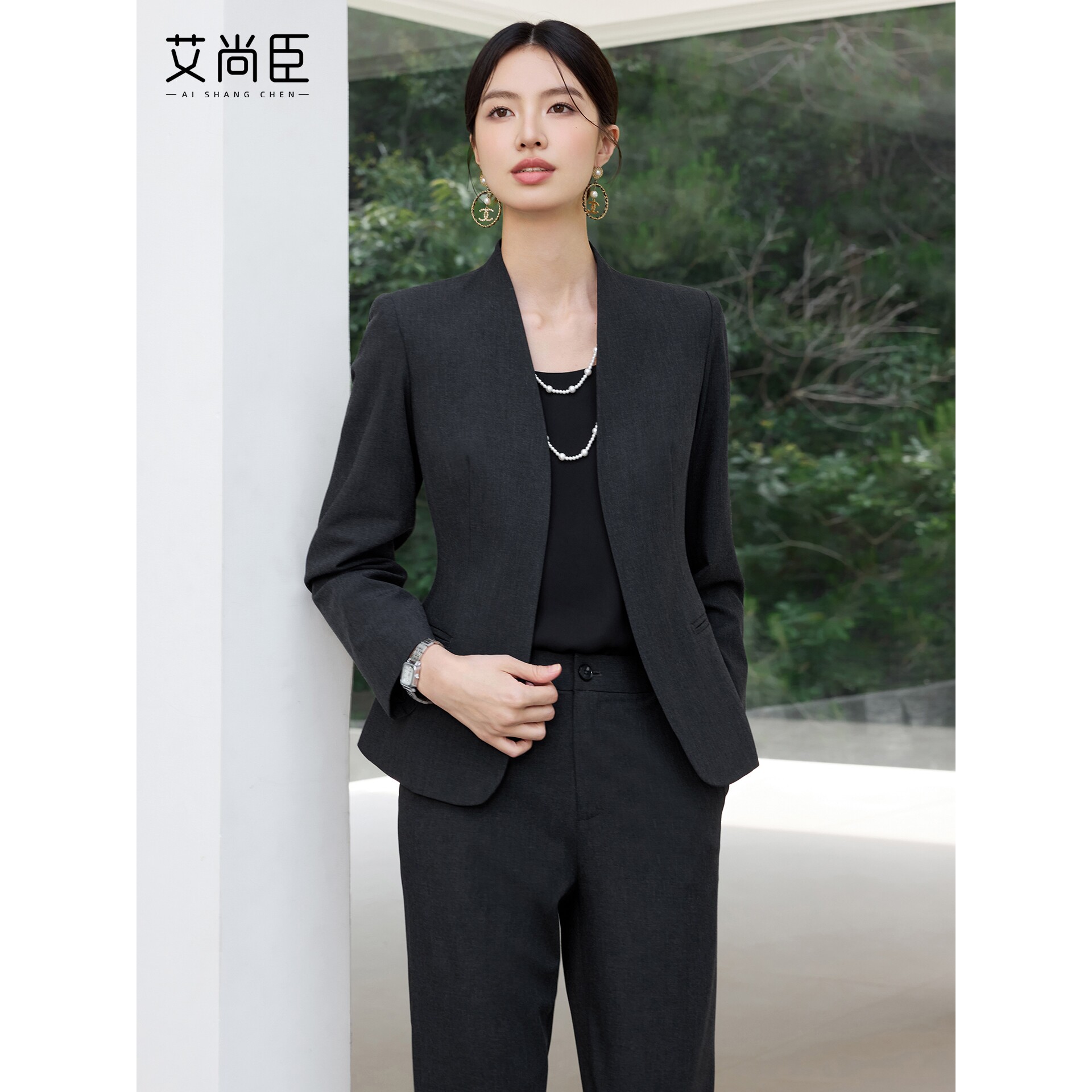 艾尚臣2025新款职业套装黑色气质通勤工作服正式场合职场西装套装