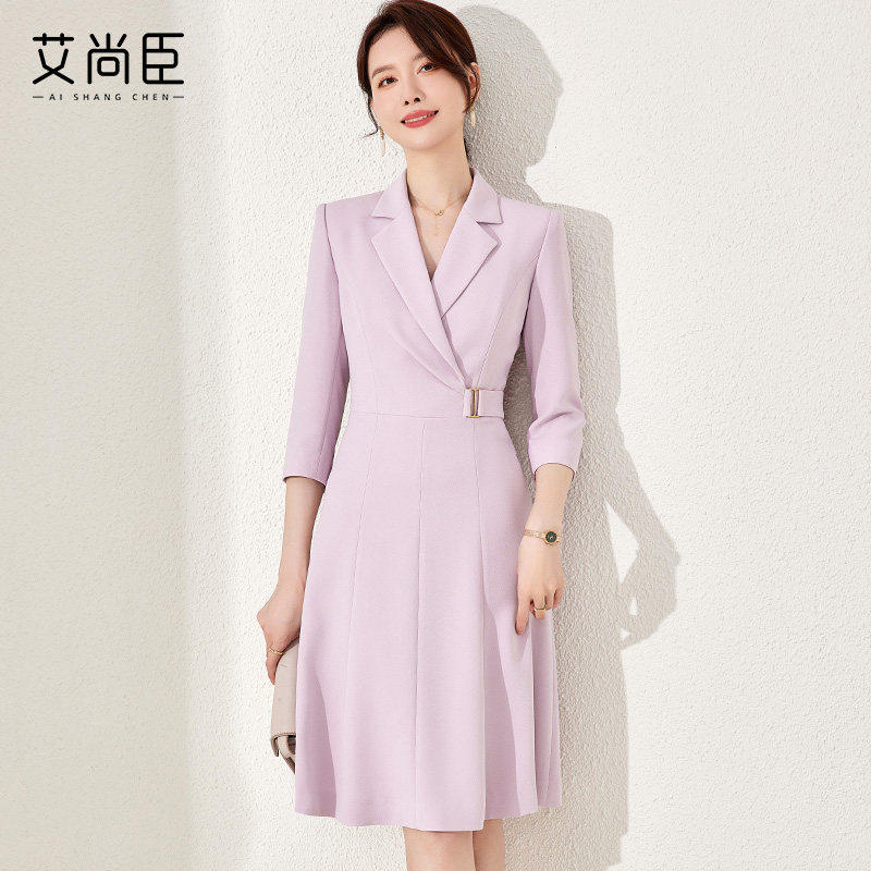 高级感职业连衣裙女秋新款时尚商务英伦风教师面试正装显瘦西装裙