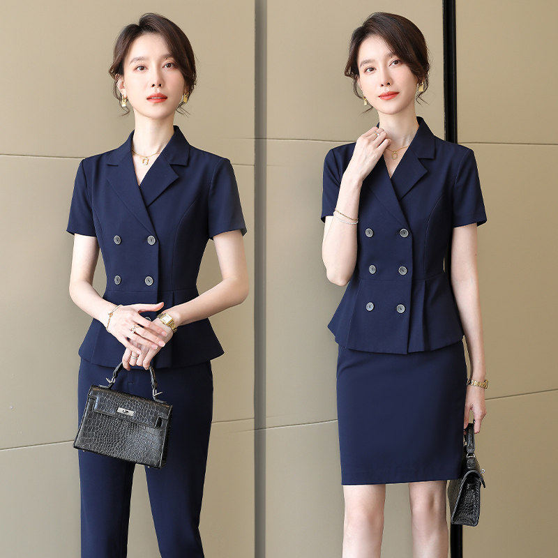 诗璐雅夏季新款职业西装套装女士短袖高端商务西服经理干练工作服