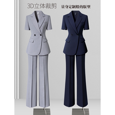 夏季西装套装女薄款短袖气质职业正装OL通勤酒店经理珠宝店工作服