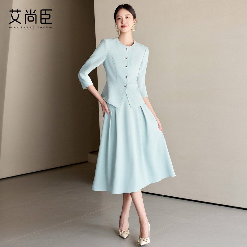 艾尚臣小香风时尚正式场合西装套装女高级感通勤职业套裙工作服夏