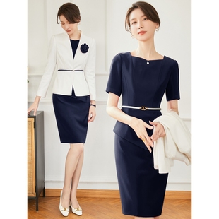 气质职业套装女士夏季时尚连衣裙西装裙小香风套裙案场两件套礼仪