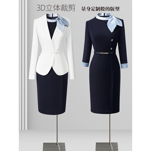 职业套装女秋季2025新款时尚气质西装连衣裙客服前台售楼部工作服
