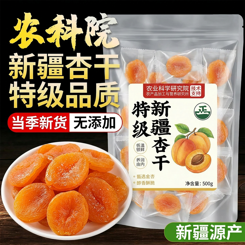 农科院新疆杏干无添加天然果脯特级无糖无核独立小包装自然风干