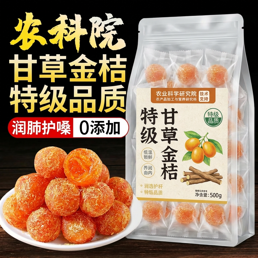 农科院广西特产甘草金桔正宗官方旗舰店天然无糖蜜饯0添加老字号图片