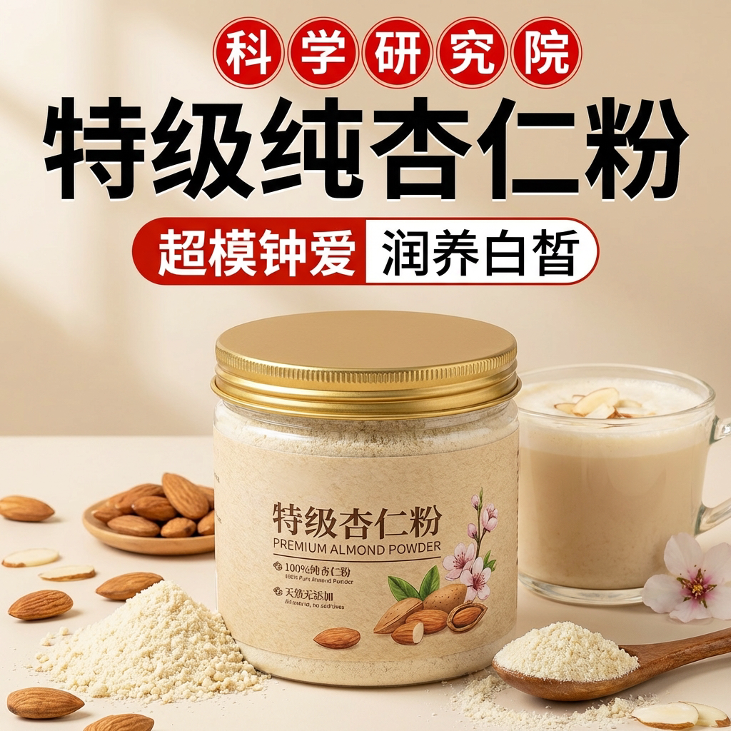 农科院新疆纯杏仁粉官方旗舰店烘焙专用无添加的功效有机原味甜熟图片