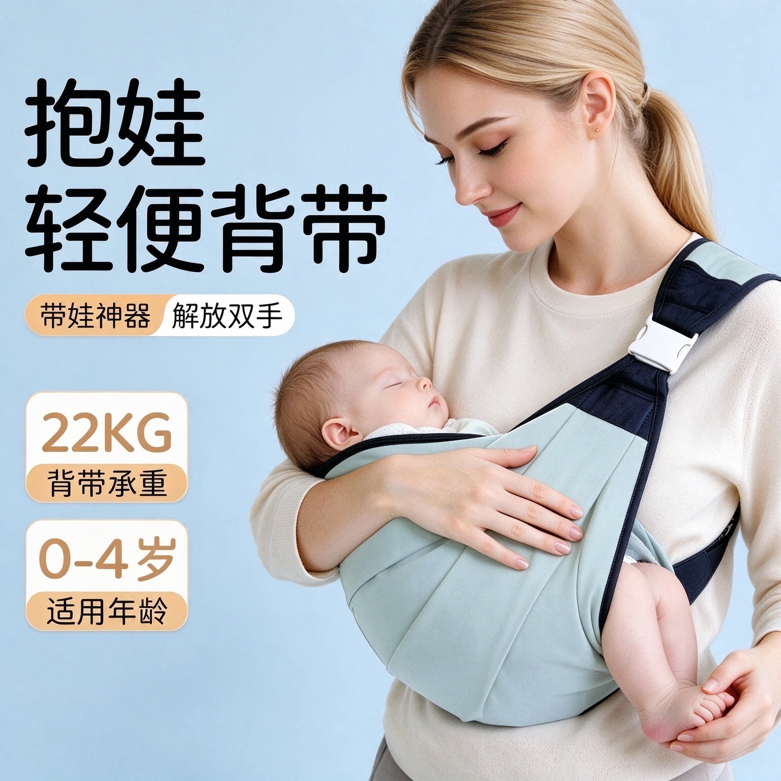 宝宝婴幼儿抱抱托抱娃神器小月龄横抱前抱式婴儿背带外出简易轻便