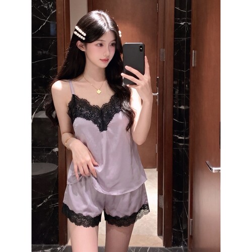 吊带睡衣女夏季可外穿家居服套装