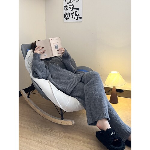 半边绒睡衣女冬季加厚家居服套装