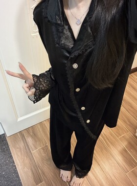 金丝绒睡衣女冬季保暖家居服套装