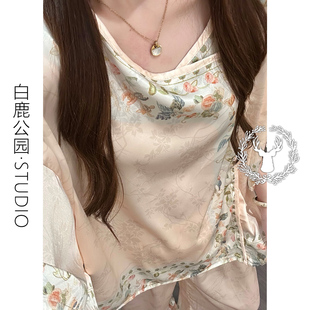 长裤 新款 短袖 家居服套装 高级感宫廷风凉感冰丝睡衣女款 新中式 夏季