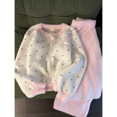 半边绒睡衣女冬季加厚家居服套装