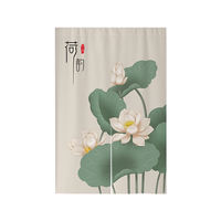 Chinese-style lotus door curtains, fabric curtains, bedroom and toilet doors facing each other, hanging curtains, main doors, kitchen and bathroom partitions, half curtains thumbnail 8