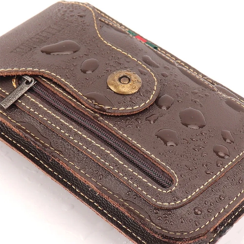 Двухэтажный кожаный ремень для пожилых людей, мобильный телефон, поясная сумка, из натуральной кожи, для среднего возраста