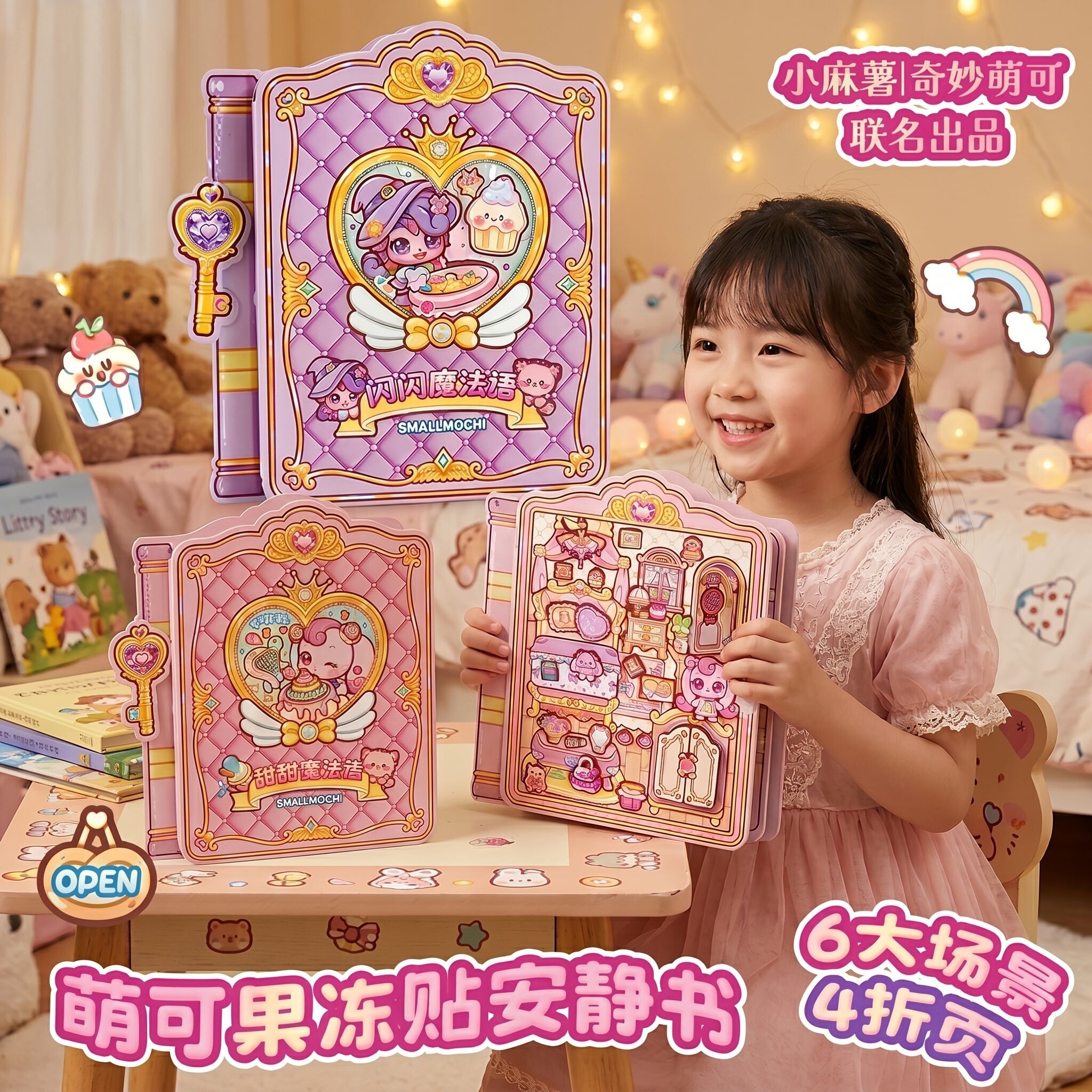小麻薯奇妙萌可联动玩具女生果冻贴安静书免裁剪2026新款女孩子生日儿童礼物无聊解闷创意手工diy立体贴纸本